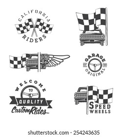 Set of vintage car labels and design elements 