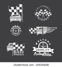 Set of vintage car labels and design elements 