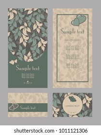 Set of Vintage card to Valentine's Day with a heart pattern. Template greeting card, invitation and advertising banner, brochure. Collection of design elements, labels, icon, frames for packaging.