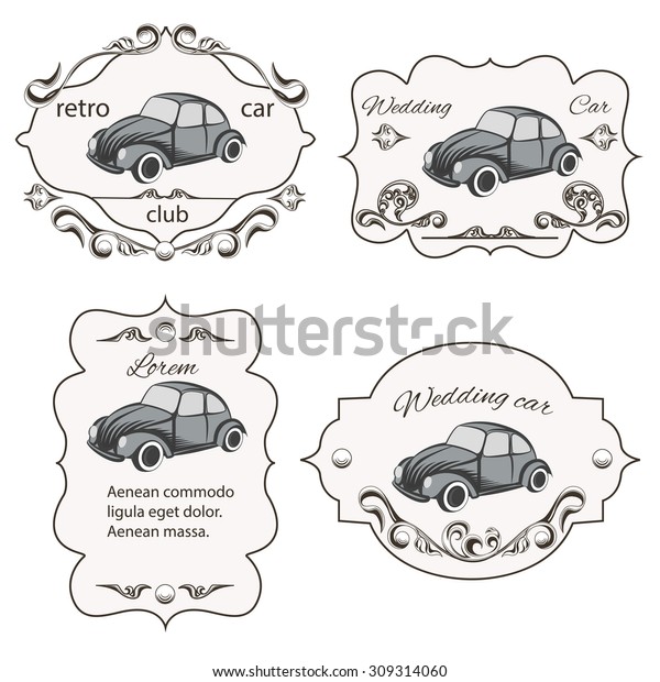 Set of vintage cards car\
washes, It can be used for printing and web design. Vector\
illustration