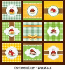 Set of Vintage cards with cupcake