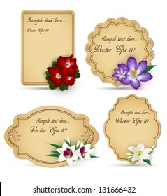 Set of  vintage cards with various spring flowers