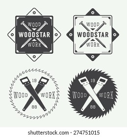 Set of vintage carpentry labels, emblems and logo