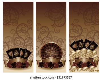 Set vintage casino banners, vector illustration