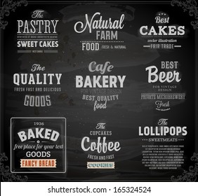 Set Vintage Chalkboard Bakery Logo Badges Stock Vector (Royalty Free ...