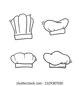 Set Of Vintage Chef And Cook Hats Qith Handdrawn Doodle Style Vector