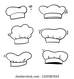set vintage chef   cook hats qith handdrawn doodle style vector