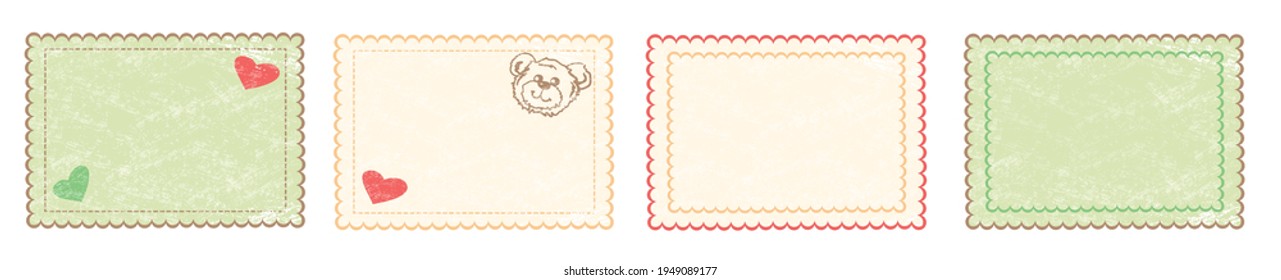 conjunto de marcos infantiles vintage para varias inscripciones con esposas y un bello marco con la imagen de un oso y corazones. Se puede usar como invitación o saludo, así como para la educación