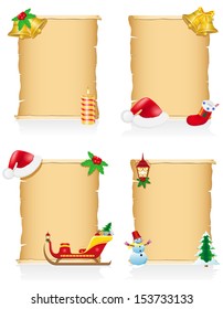 set vintage christmas blank scroll vector illustration isolated on white background