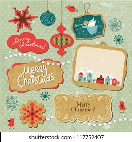 Set of Vintage Christmas and New Year elements