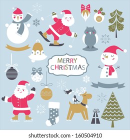 Set of vintage Christmas and New Year elements 