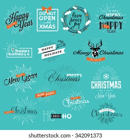 Set of vintage Christmas and New Year's labels and elements for greeting cards, gift tags, Christmas sale, web design, product promotion, e-commerce and marketing material.