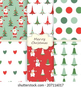 Set of vintage Christmas seamless patterns