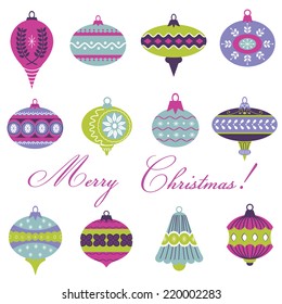 Set of Vintage Christmas Tree Balls - for design and scrapbook - in vector