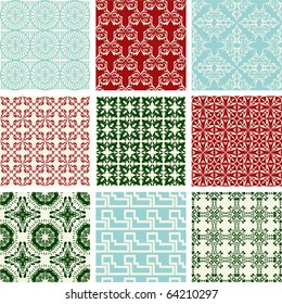 Set Vintage Christmas Wallpapers Stock Vector (Royalty Free) 64210297