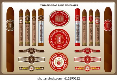 A set of vintage cigar bands templates. Vector elements