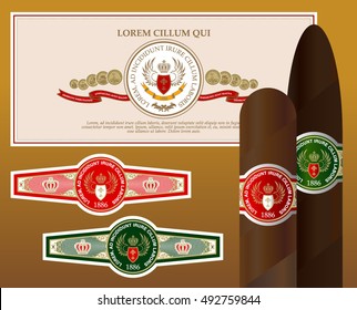 A set of vintage cigar bands. Vector template
