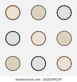 Set of Vintage Circular Frames Empty Labels and Classic Badge Collection
