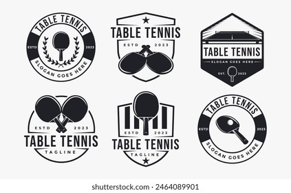 Set Vintage classic badge emblem table tennis logo, pingpong, table tennis club vector on white background