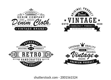 Set Vintage Clothing Denim Badges Labels Stock Vector (Royalty Free ...