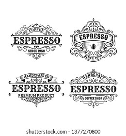 Set of Vintage coffee label design, calligraphy and typography elements styled design