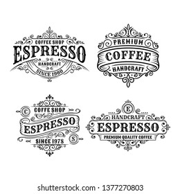 Set of Vintage coffee label design, calligraphy and typography elements styled design