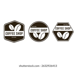 set of vintage coffee logo vector, Retro badge coffee bean, premium coffee shop bar brand symbol icon.