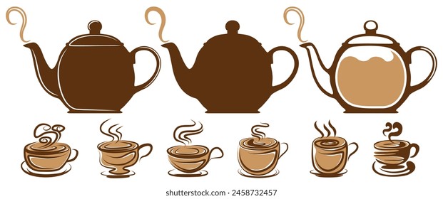 set vintage coffee pot icon. coffee cup logo design vector illustration