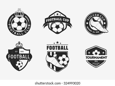 Set of vintage color football soccer championship logos and team badges