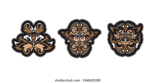 Set of Vintage Colored Monograms Baroque print. Vector illustration
