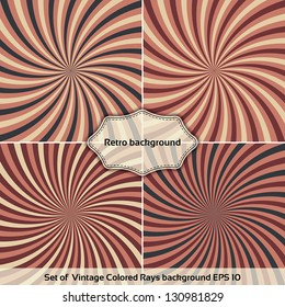 Set of Vintage Colored Rays background. Vector illustration EPS 10