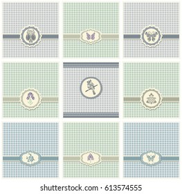 Set of vintage colorful scrap booking template. Vector illustration