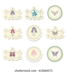 Set of vintage colorful scrap booking template. Vector illustration