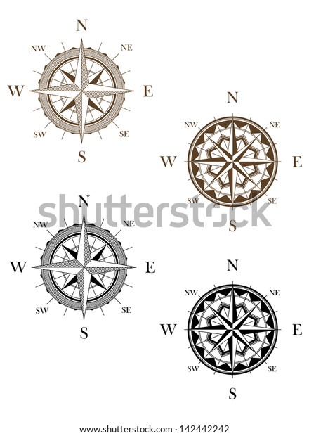 Set Vintage Compass Signs Travel Another Stock Vector (Royalty Free ...