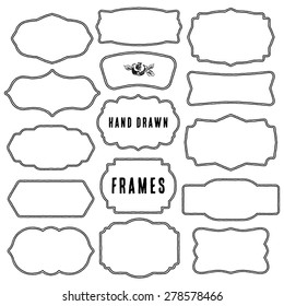 Set Vintage Contour Blank Frames Labels Stock Vector (Royalty Free ...