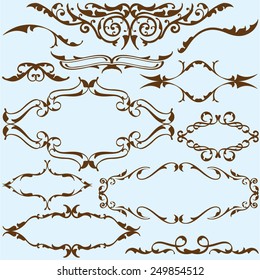 Set of vintage cool elements is isolated on blue