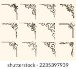 Set of vintage corner frames isolated on a plain free vector image