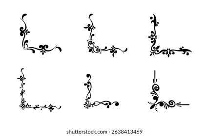 set of vintage corner frames, ornament border art.
