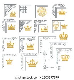 Set of vintage corners. Vector graphics
