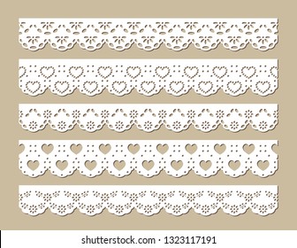 Set of Vintage Cotton Eyelets, Decorative Design for Fabric Borders, Paper Cut Out Template