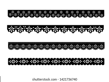 Set of vintage cotton lace eyelets, decorative ornaments for fabric borders