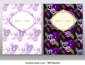 Set of vintage country frame with garden flowers for greeting card. Rustic style floral background.