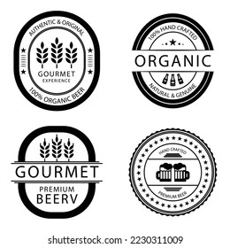 set of vintage craft beer brewery badges, labels and design elements