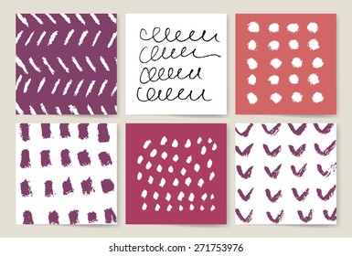 Set of Vintage Creative Cards with Hand Drawn. Creative cards set. Hand Drawn textures made by marker. Vector. Retro Patterns for Placards, Posters, Flyers and Banner Designs.