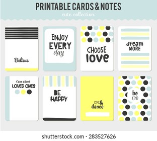 Set of Vintage Creative Cards with Hand Drawn Hipster Textures Made with Ink and Motivational Typographic. Templates for Placards, Posters, Flyers and Banner Designs