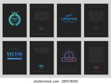 Set of Vintage Creative Cards with Hand Drawn Hipster Textures. Retro patterns for banner, poster, placard, flyer, design template