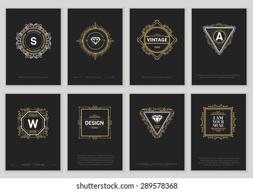 Set of Vintage Creative Cards with Hand Drawn Hipster Textures. Retro patterns for banner, poster, placard, flyer, design template