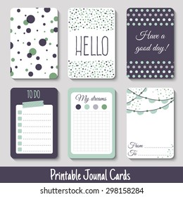 Set of Vintage Creative Cards with Hand Drawn Polka Dots Textures. Templates for Placards, Posters, Flyers and Banner Designs, Printable Journals Card. Vector