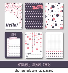 Set of Vintage Creative Cards with Hand Drawn Polka Dots Textures. Templates for Placards, Posters, Flyers and Banner Designs, Printable Journals Card. Vector 