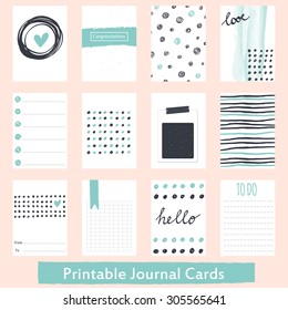 Set of Vintage Creative Cards with Hand Drawn Textures. Templates for Placards, Posters, Flyers and Banner Designs, Printable Journals Card. Vecto